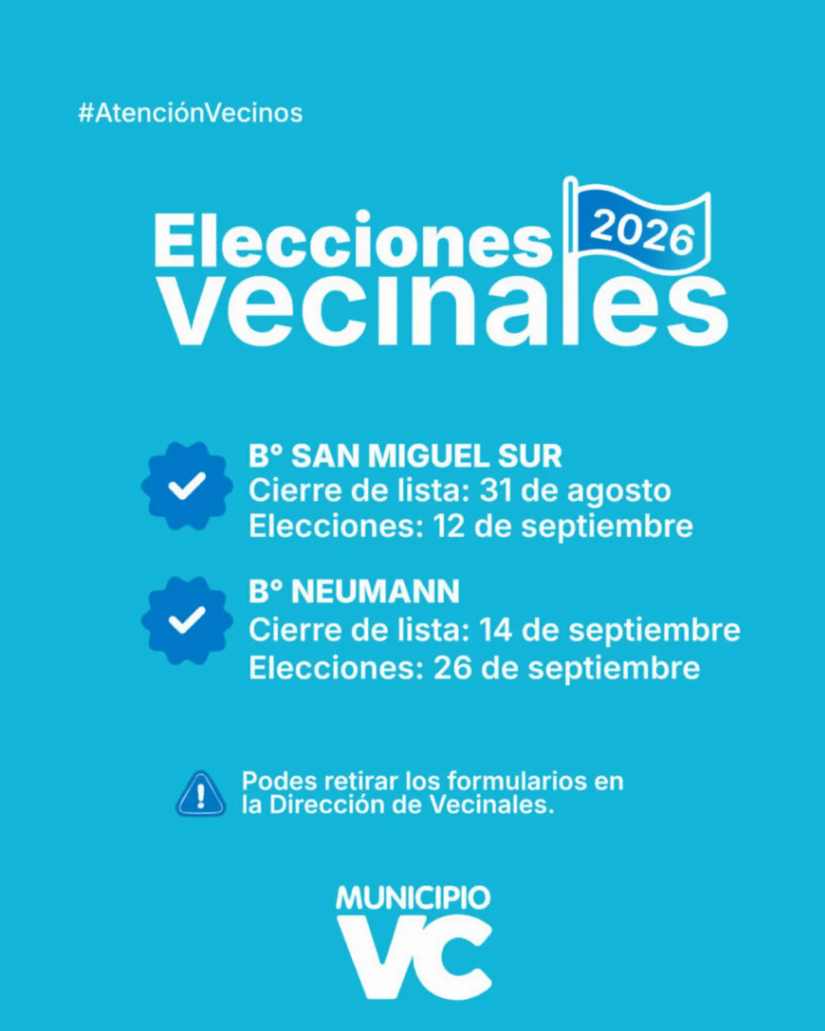 Elecciones vecinales: San Miguel Sur y Neumann definen autoridades en septiembre